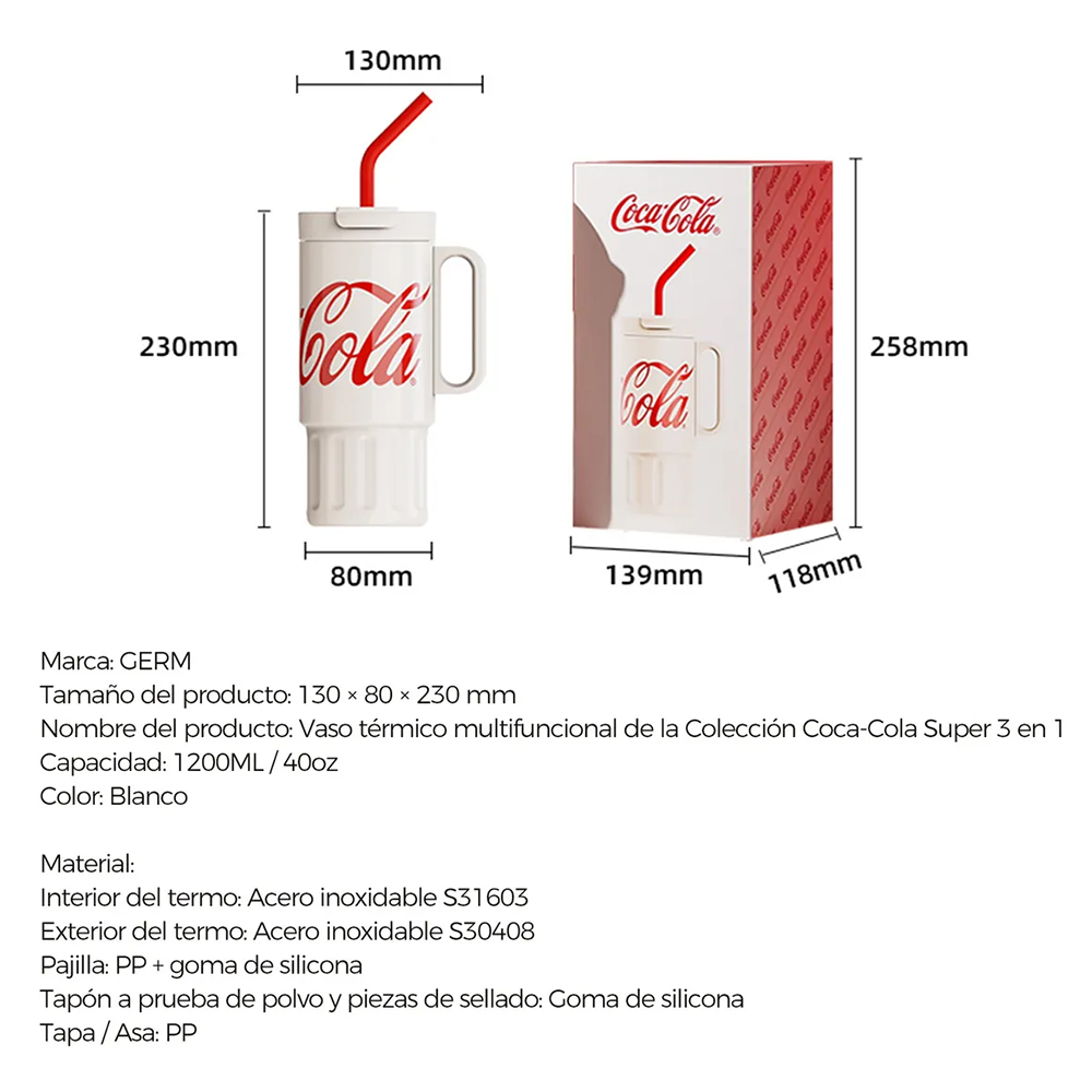 Vaso térmico Súper Tumbler Germ x Coca-Cola 1200ml / 40.57 Oz
